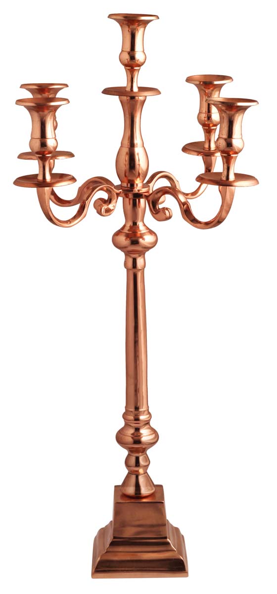 28” Aluminum Candelabra with 5 Holders – Copper Tone – Antique-Look Home Décor / Gifts